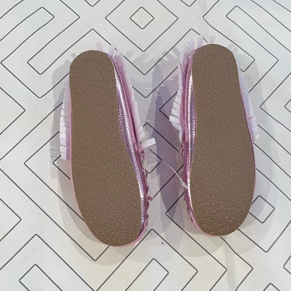 NWT Crewcuts Metallic Pink Moccasin Slippers